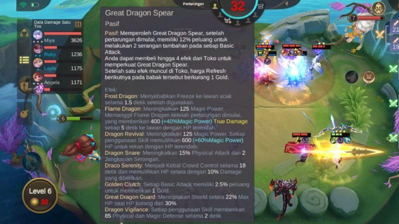 Daftar peningkatan efek Commander Zilong