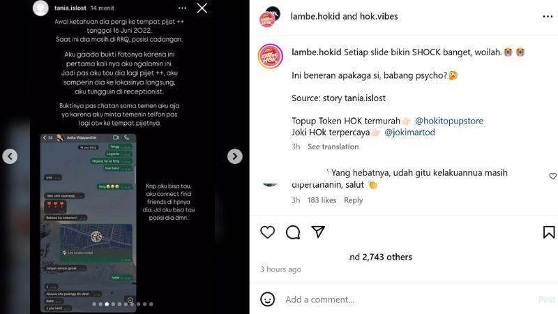 Sumber: instagram.com/lambe.hokid