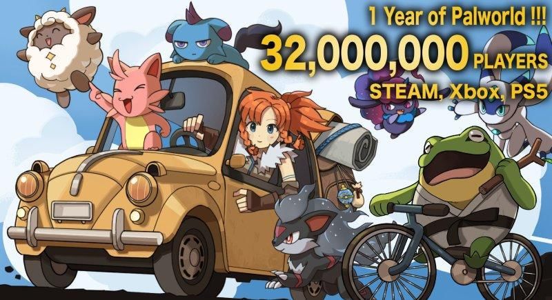 Rekor 32 juta pemain diraih oleh Palworld untuk semua platform.